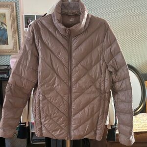 Lilly Pulitzer Taupe ultra light down fill packable Puffer Jacket